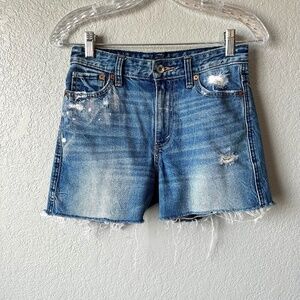 Abercrombie and Fitch High Rise Girlfriend Cut-Off Jean Shorts sz 25